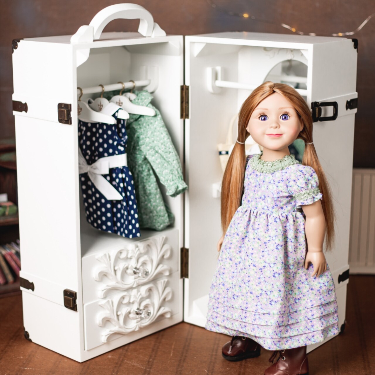 The Queen's Treasures 18 Inch Doll Furniture,Clothes Storage Trunk Case